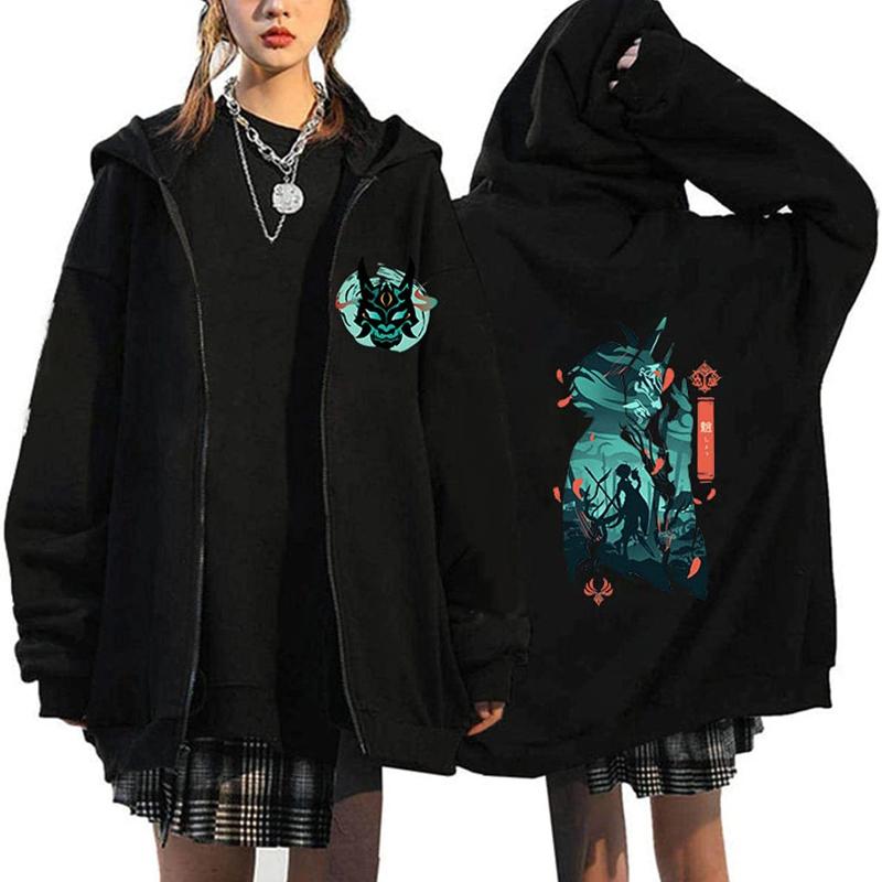 

Модная флисовая толстовка с капюшоном на молнии с принтом в виде узора Вальнут из Genshin Impact, повседневная толстовка для осени и зимы 4XL