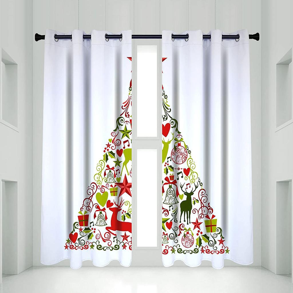 Cartoon Santa Claus Merry Christmas Pattern Print Curtains Curtain Drapes Living Room Bedroom Kitchen Light Blocking For Area Made Of Polyester