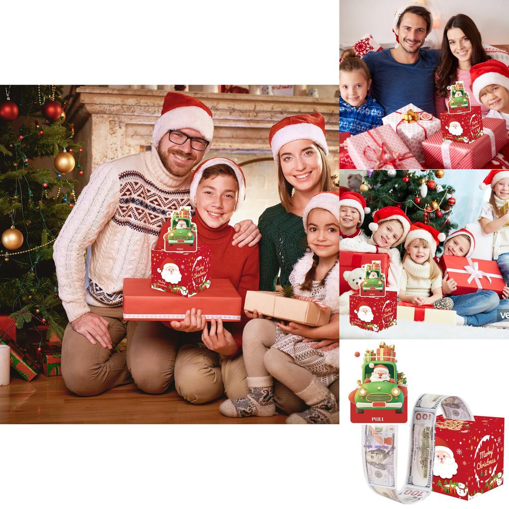 Red Santa Claus Pattern Paper Gift Box For Christmas Presents And Celebration Events