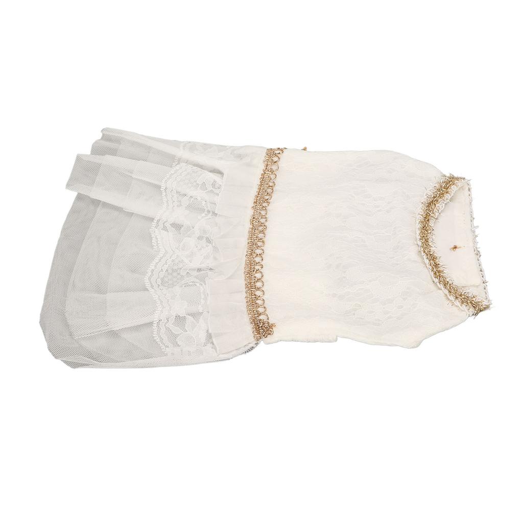 Pet Princess Mesh Dress Cute Summer Breathable Soft Comfortable Dog Wedding Dress White M