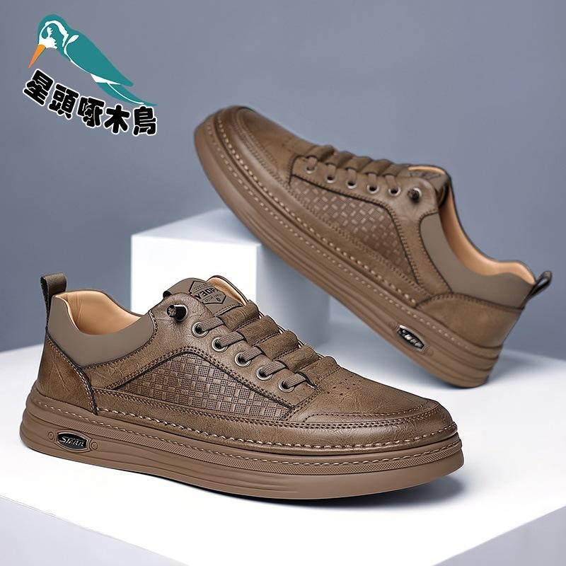 

2025 autumn cowhide men s board shoes genuine leather one-pedal breathable casual shoes men s flat shoes 44