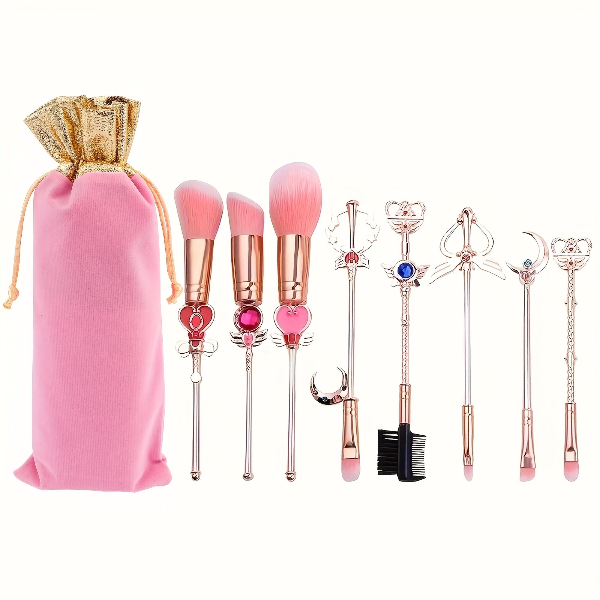 

Набор из 8 кистей для макияжа с милым розовым чехлом, милый набор кистей для макияжа в стиле аниме, розовый набор кистей для макияжа, профессиональный набор косметических инструментов