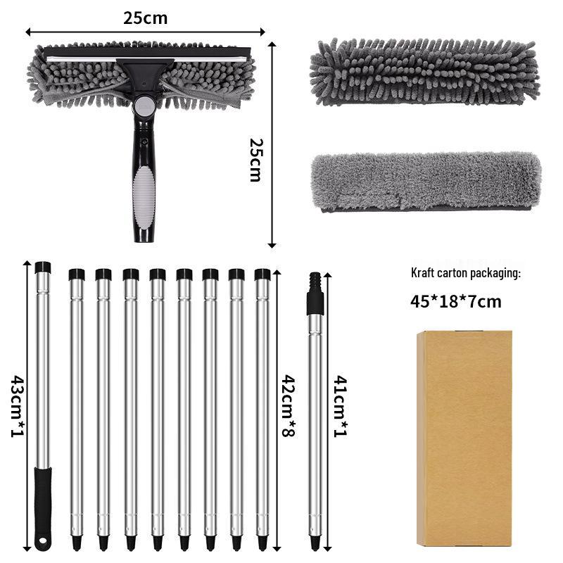 Dual-Sided High-Rise Glass Cleaning Wiper: 2-in-1 Splicing Pole & Window Scraper Artifact