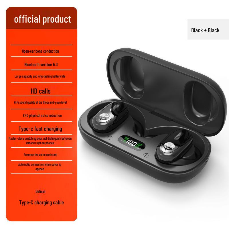 

Bone Conduction Wireless Bluetooth Earbuds: Long Battery Life, In-ear for Huawei, Apple, Xiaomi. чорний