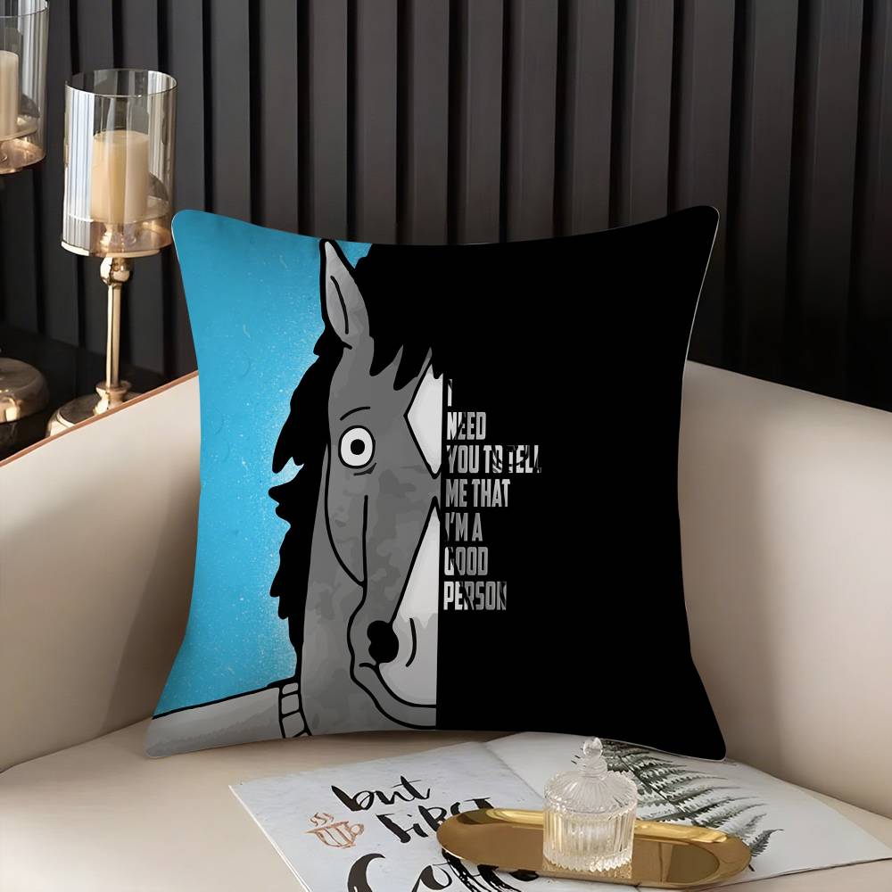 B-Bojack Horseman Pillow Case Home Dorm Chair Back Short Plush Double-Sided Printing Office Nap Time Cushion Cover