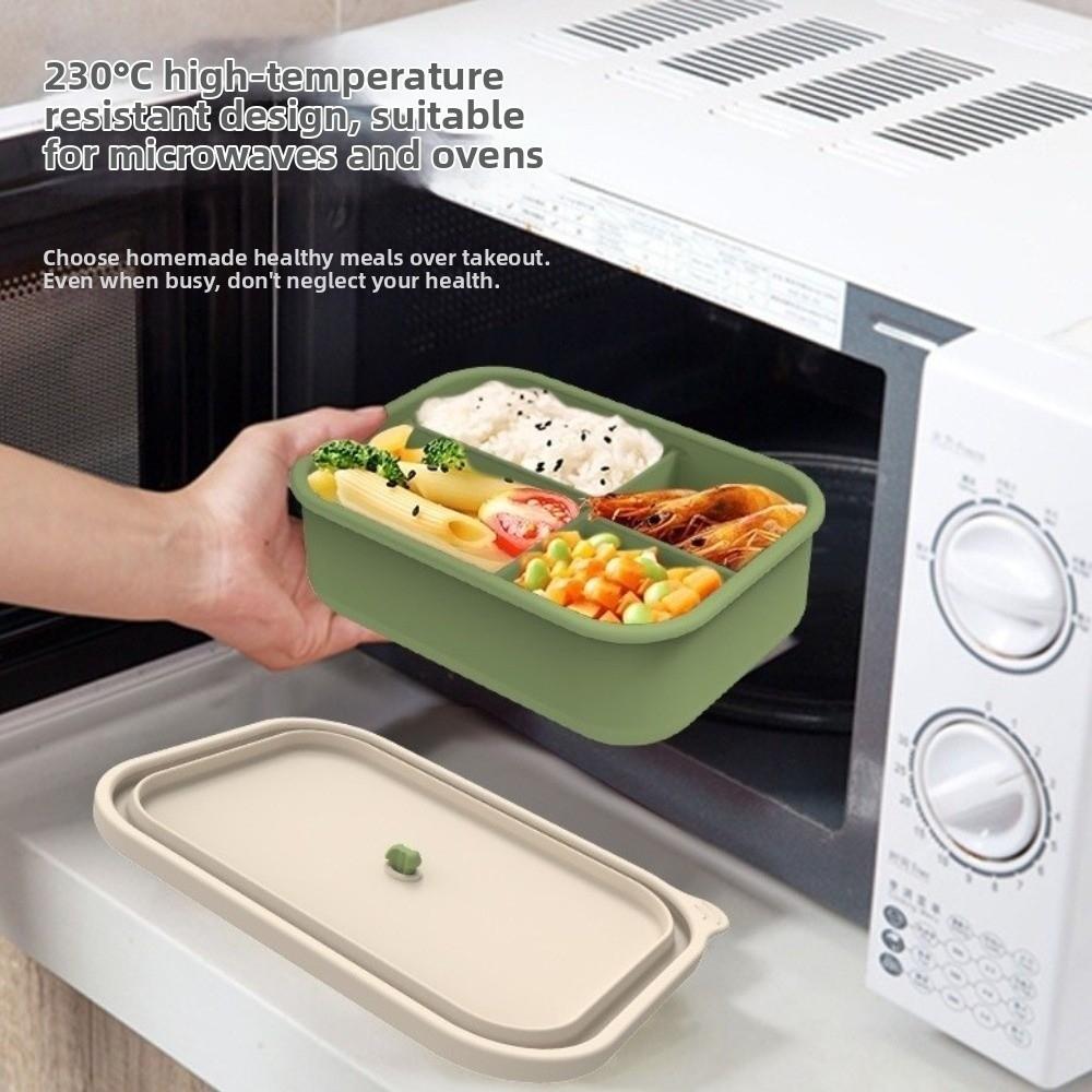 Auslaufsichere Silikon-Lunchbox 4 Fächer Lebensmittelaufbewahrungsbehälter Mittagszeit