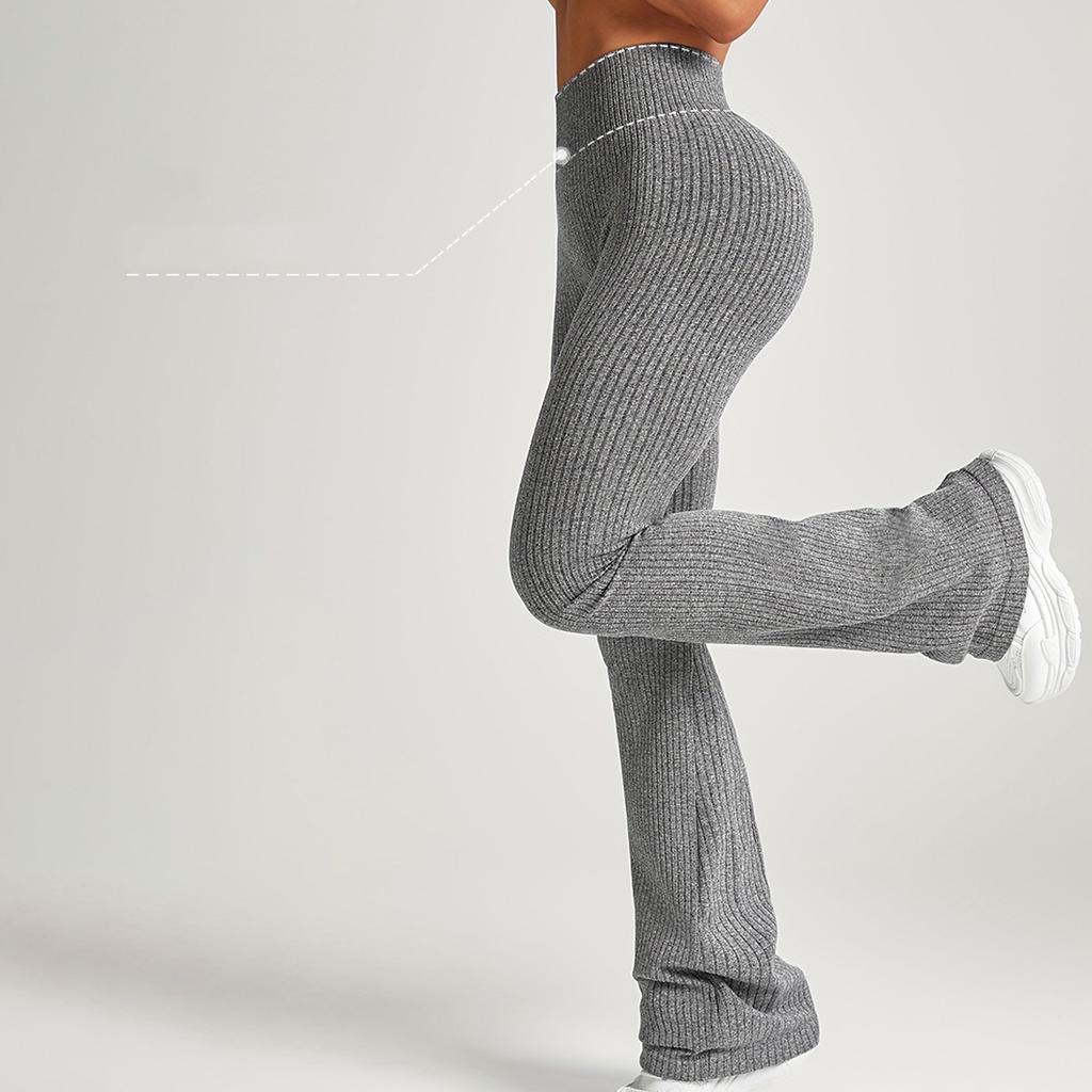 Women's High-Waist Bell Bottom Pants Sporty Tight Fit Comfortable Elastic Design Ideal for Exercise And Daily Wear