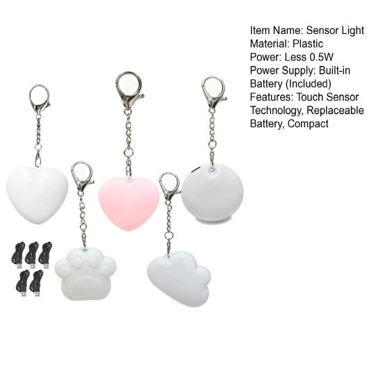 2/3/5Pcs Sensor Light Touch Sensing LED Light Rechargeable Mini Flashlight Heart Shape Handbags Wallets Keychain