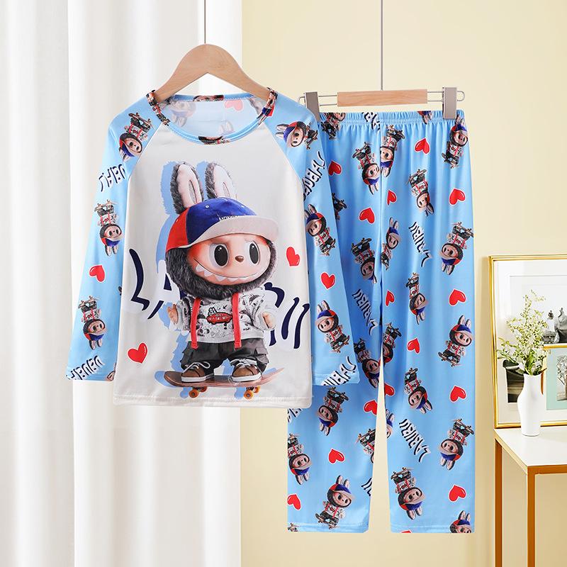 Kids Pajamas Boys Girls Cartoon Print Comfortable Air Conditioner Loungewear Set