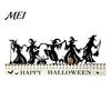 Halloween Gift for Kids Wooden Countdown Calendar, Dancing Witch 31 Day Timer with Advent Calendar Sliding Pumpkin, Spooky Silhouette Tabletop