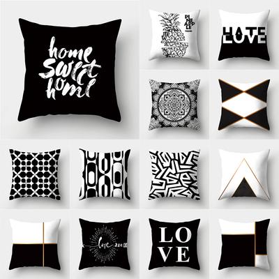 Schwarz-Weiß Geometrisches Streifenmuster Kissenbezug Wohnzimmer Sofa Dekorative Kissenhülle Kissenbezug