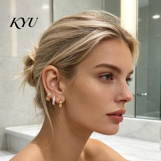 Gold Ear Cuff No Piercing 3 Pairs Cuffs, Minimalist Metal Hollow Zirconia Clip-on Earrings Non Cartilage for Women, Fashionable Pierced Jewelry Daily