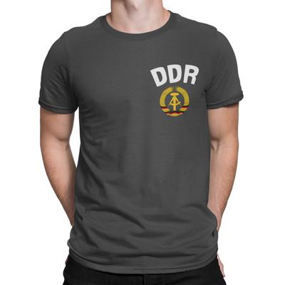 Herren T-Shirt ECO Freundlich DDR Ostdeutschland BRUST Logo Retro Fußball Geschenk