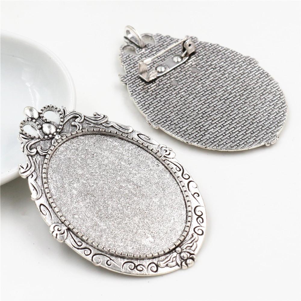 New Fashion 5pcs 30x40mm Inner Size Antique Silver Plated Gold Color Bronze Black Pin Brooch Simple Style Base Setting Pendant