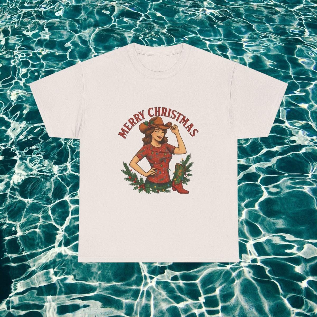 Retro Cowgirl Merry Christmas Tee | Vintage Holiday Western Shirt S