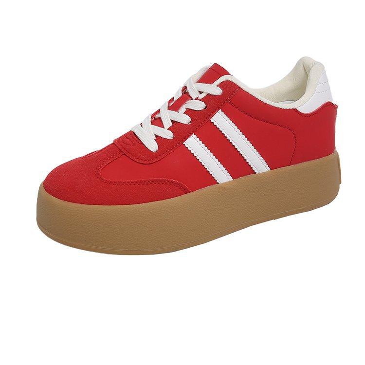 

Small man 7cm inner height increase red German training shoes women s 2025 spring new retro platform casual soft leather shoes 40 червоний