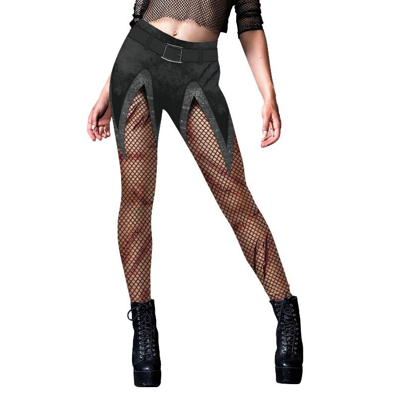 Halloween Yoga Pants Leggings Pumpkin Head Striped Digital Print Striped Small Feet Ladies Pants