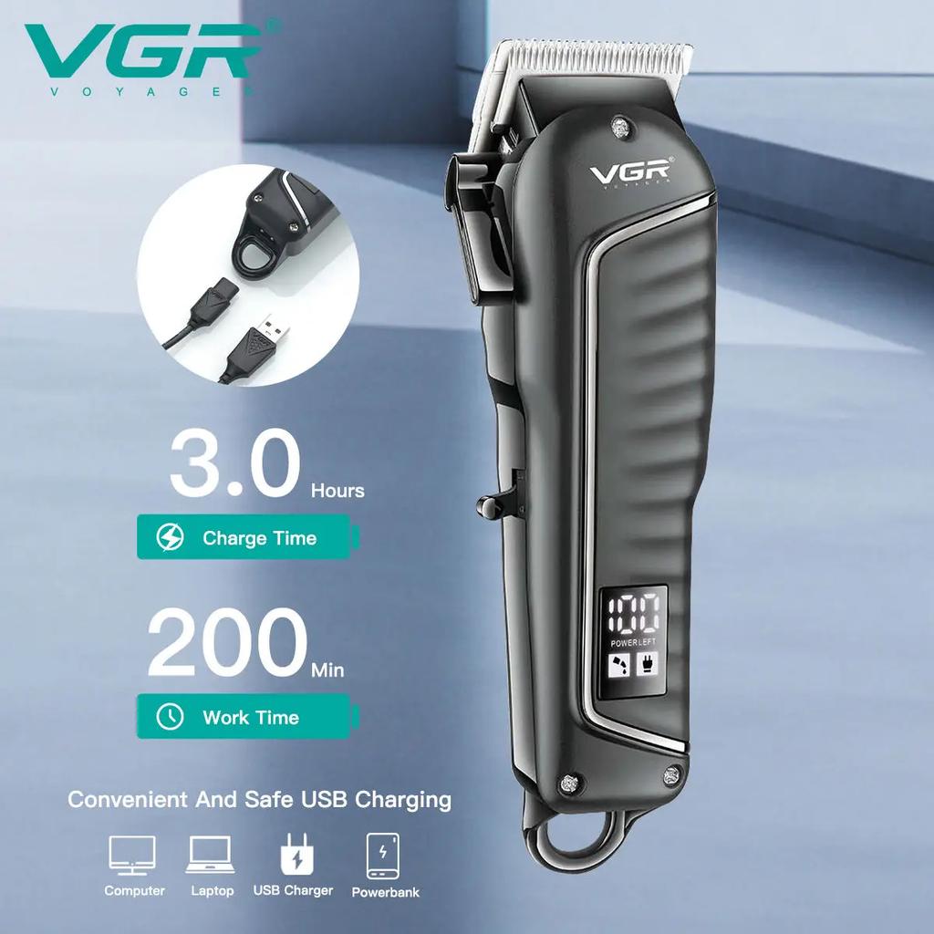 Tagliacapelli Originale VGR 683 Macchina Professionale per Tagliare i Capelli Barbiere Ricaricabile Rifinitore per Capelli Display Digitale Rifinitore Testina ad Olio Tagliacapelli per Uomo