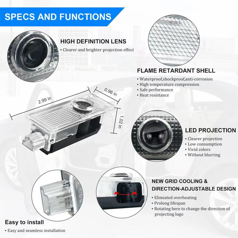 For VW VOLKSWAGEN New 2pcs Wireless HD Courtesy Lamp Car Door Projector Welcome Light For Volkswagen VW RLine R Golf Amarok T5 P