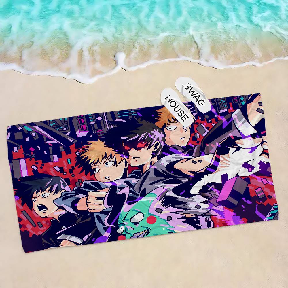 Japan Anime Mob Psycho 100 Big Microfiber Beach Towels Quick Dry Towel Sand Beach Towels Pool Towel for Travel Swim Pool Yoga