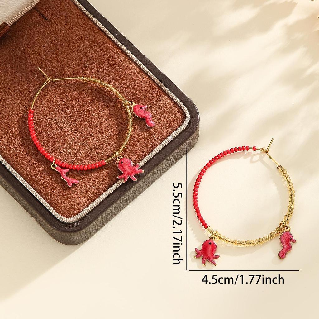Colorful Starfish Pendant Ear Hoops: Sweet, Lovely Fashion Design