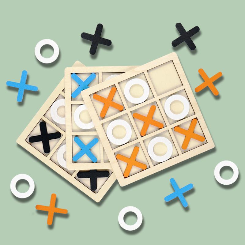 Wooden Tic-Tac-Toe Nine-Grid XO Game: Educational Toy for Children