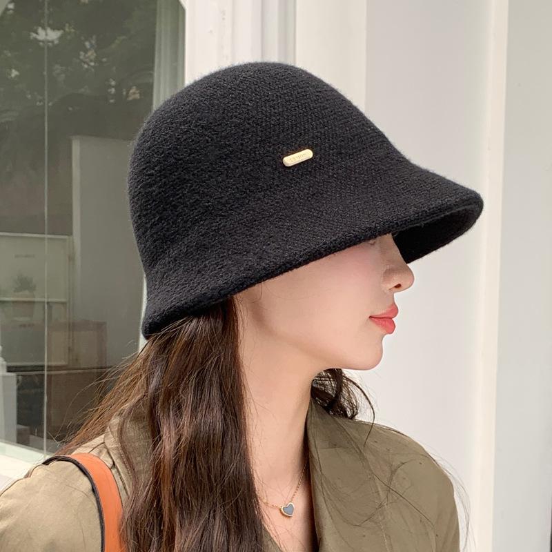 Autumn And Winter Bucket Hat Women'S Solid Color Small Brim Basin Hat Fashionable White Outdoor Warm Cold Show Face Small Bucket Hat