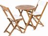Balkonmöbel-Set Holz Tisch 2x Stühle Kissen