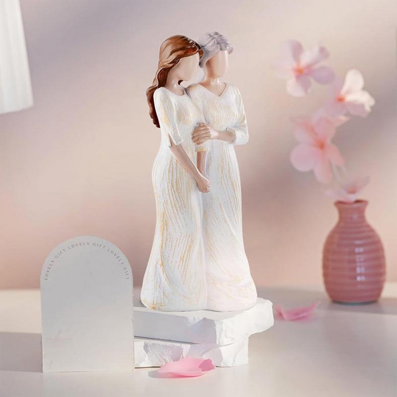 Mother and Daughter Statue Mother Daughter Hugging Hand Painted Figurine Statues Meaningful Family Moments for Home Bedroom