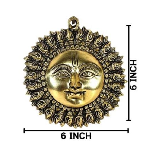 Mässingssolstaty | Höjd ca 15 cm | Vastu-idol för hem och kontor | Zonal placering-Öst | Mässingssol för Vastu