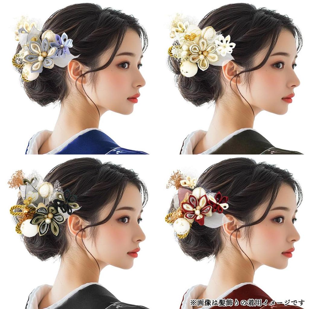 2-częściowa ozdoba do włosów Coming of Age Tsumami Graduation Pearl Hair Light 4 kolory zestaw, Furisode, ceremonia, KK-020 Craft, ceremonia, yukata, koronka, koraliki,