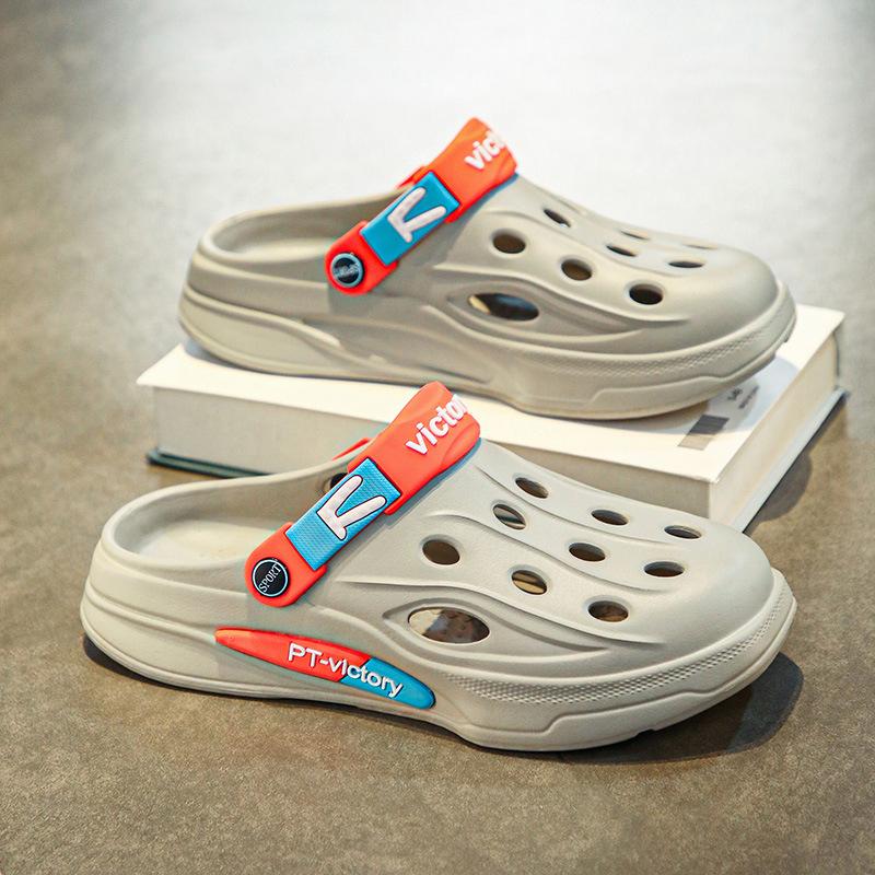 

Hole shoes men s summer wear sandals wear-resistant garden shoes breathable bread head sports casual slippers men 45