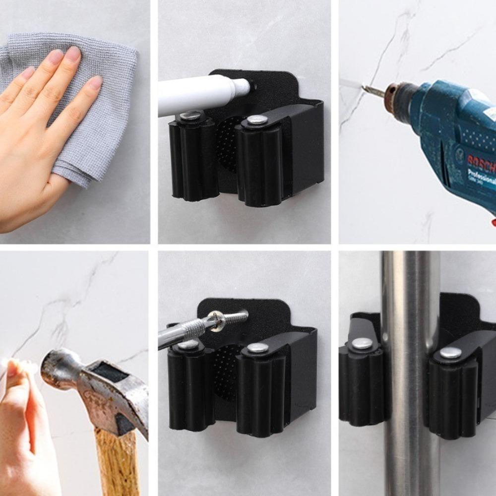 Waterproof Wall Mounted Hooks 304 Stainless Steel Mop Storage Rack Broom Hanger Bathroom