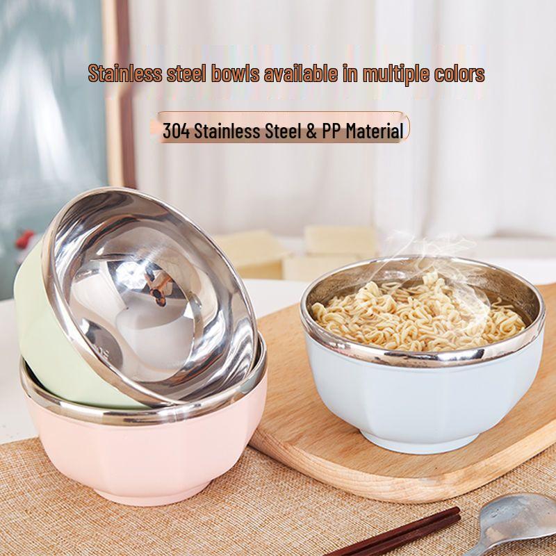 304 Stainless Steel Anti-Scald Drop-Resistant Rice and Soup Bowl for Home Use, Suitable for Adults and Children.