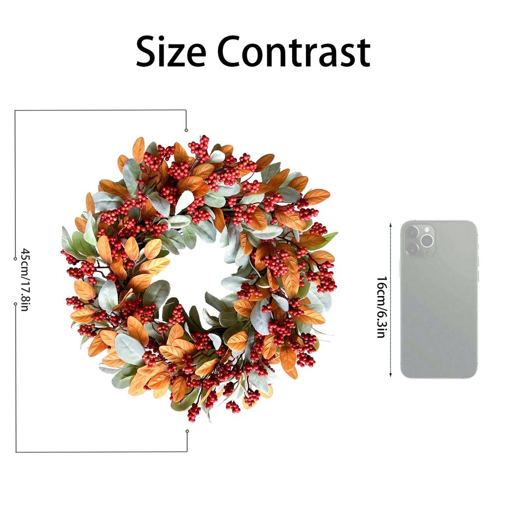 Thanksgiving Autumns Berry Door Hanging Decoration  Flower Wreath,  Porch Home Decoration Flower Wreath