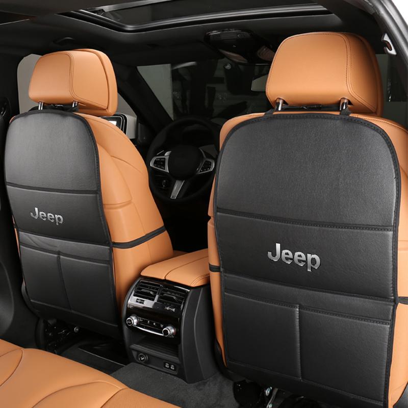 Portabicchieri 2 Pezzi Sedile Auto Schienale Protezione Anti-calcio Borsa Portaoggetti in Pelle Per Jeep Grand Cherokee Wrangler JK Gladiator Compass Renegade