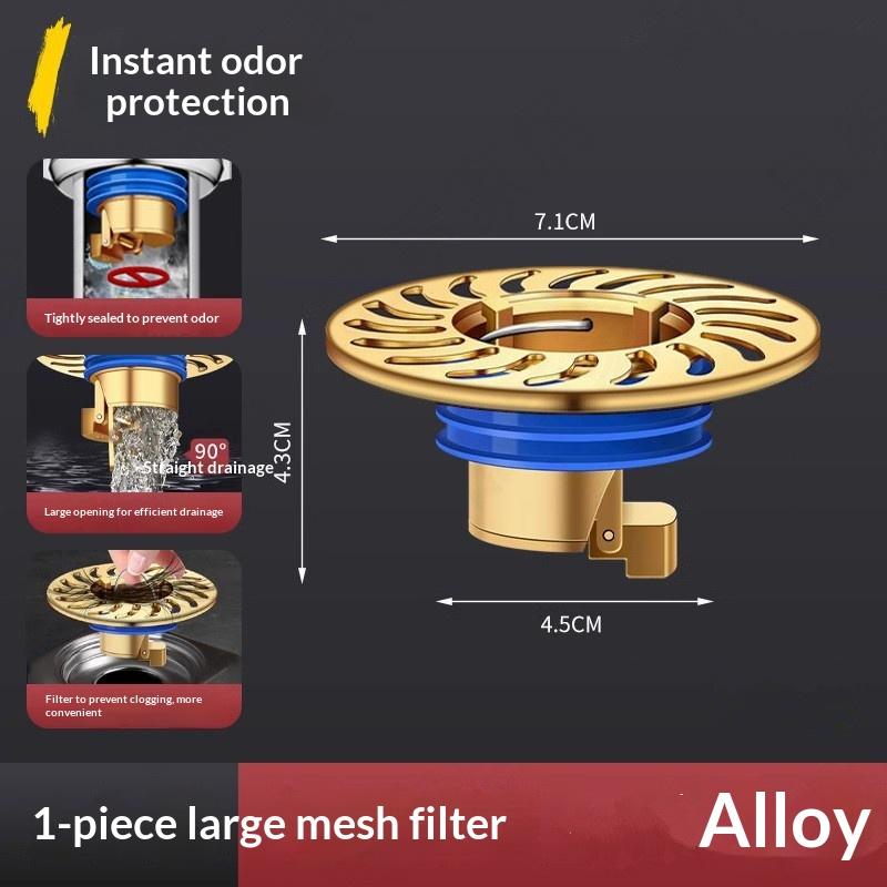 Shower Floor Drain All Copper 10x10cm Insectproof Anti-odor Removable Stopper for Bathroom Kitchen B