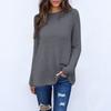 Maglione casual da donna alla moda, a maniche lunghe, ampio, scollo rotondo, davanti, corto, dietro, lungo