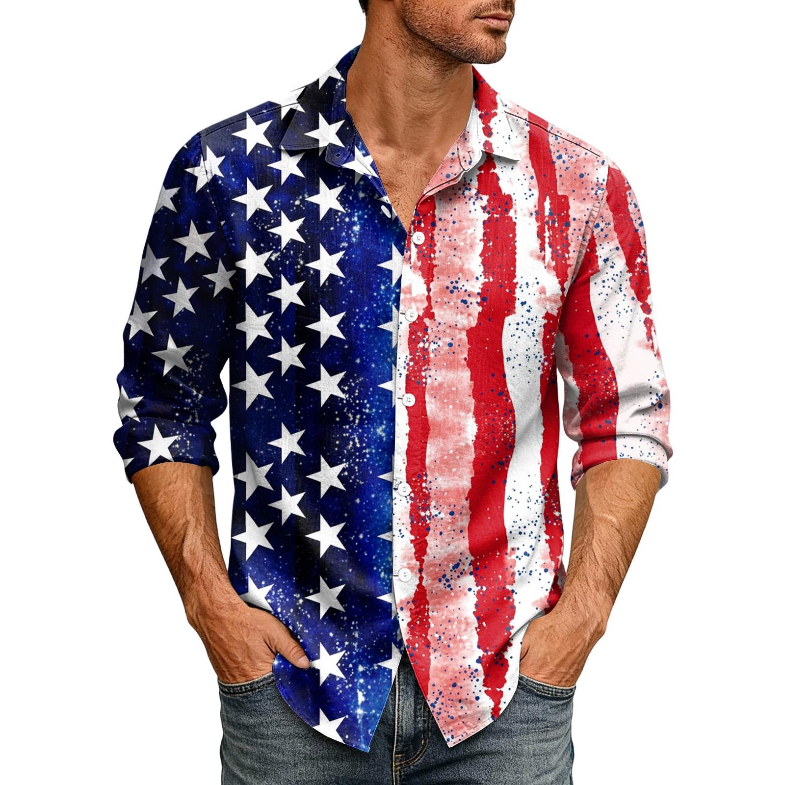 

Men s Independence Day Printed Long Sleeve Open Front Cardigan, Lightweight Fashion Casual Streetwear Tops for Daily Outdoor Wear XL небо синє кольору
