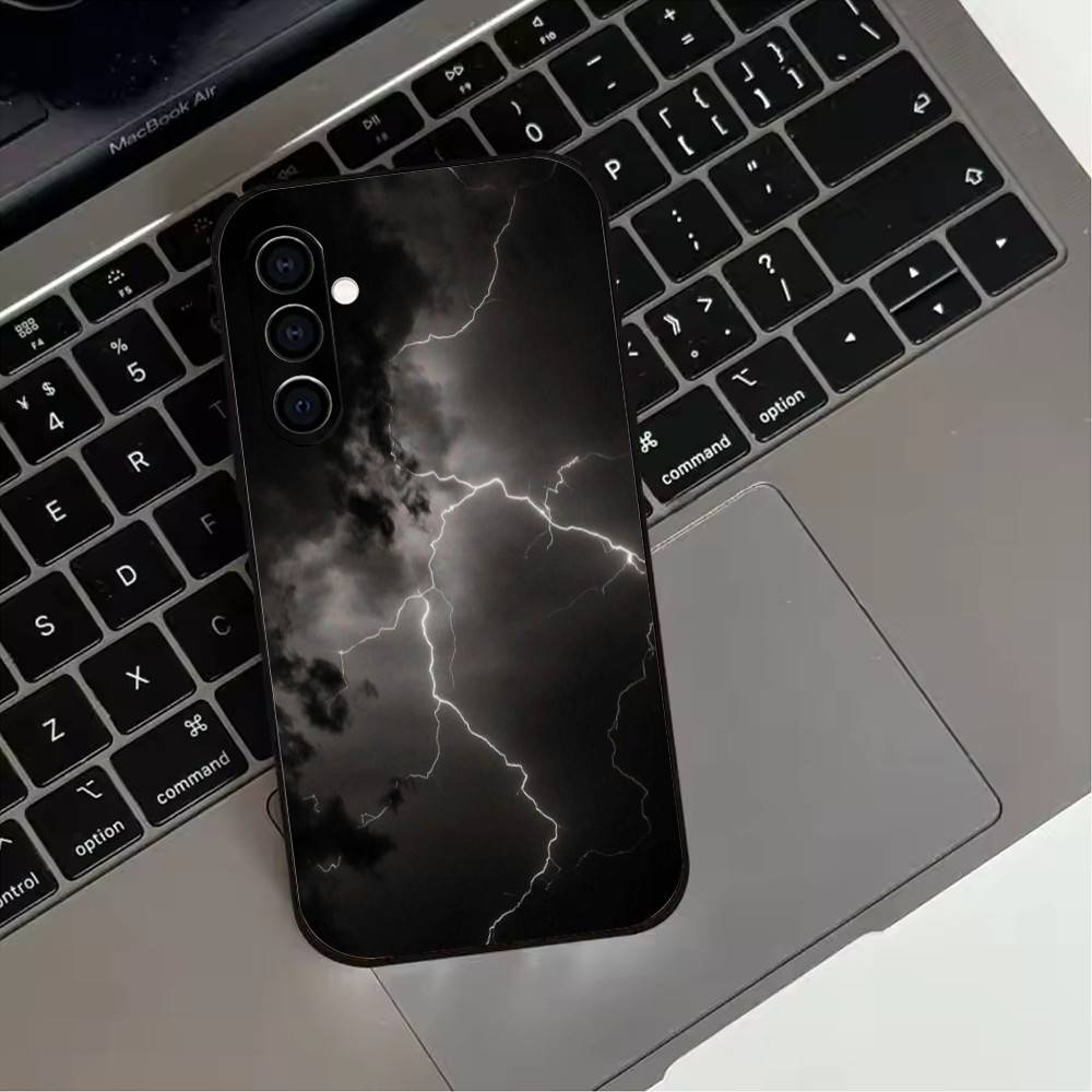 Dark Night Lightning Phone Case For Samsung Galaxy A73,A72,A71,A70,A53,A52,A51,Soft Silicone Black Cover