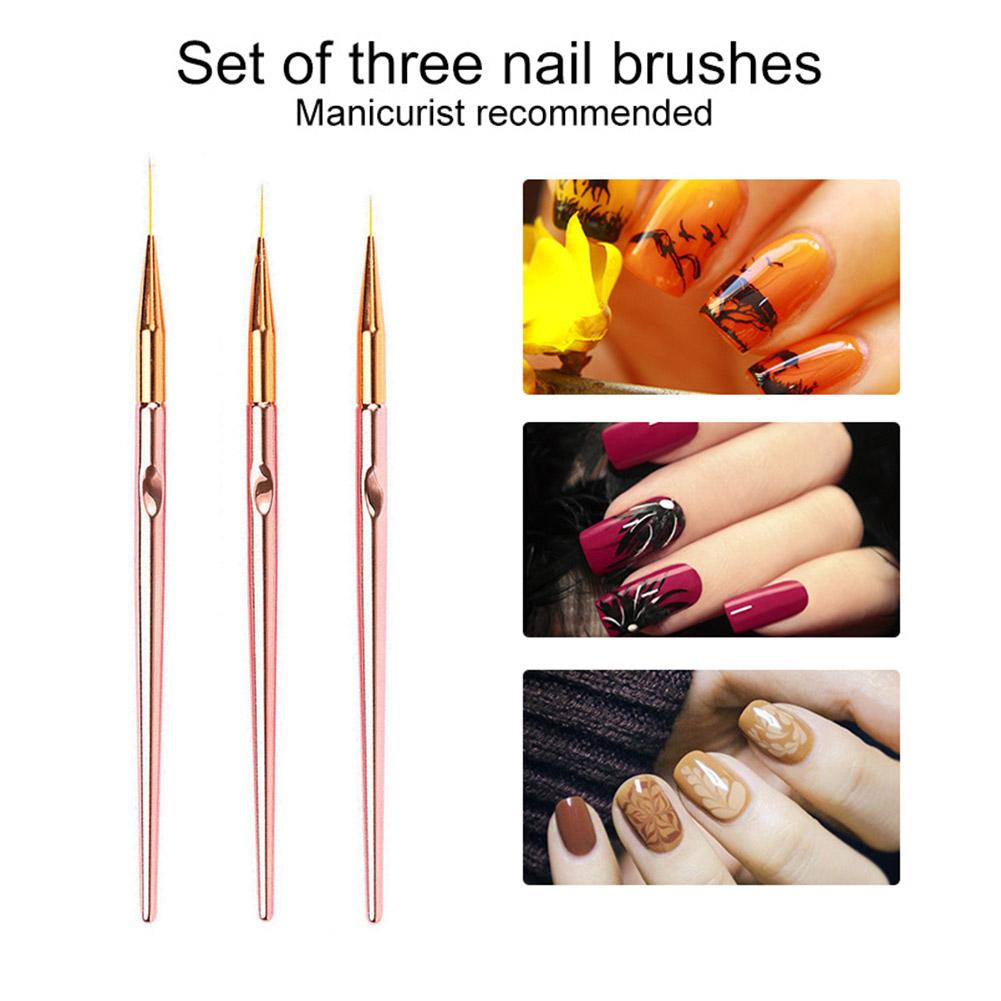 3pcs/Set French Stripe Nail Art Line Painting Pen 3D Tips Manicure Slim Line Drawing Pen UV Gel Brushes Painting Tools