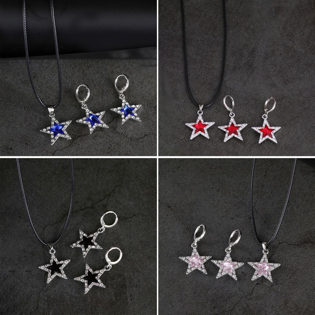 Modische Ohrhaken und Halskette Set Alternative Stern Halskette und Ohrring Gothic Schmuckset für Modebegeisterte