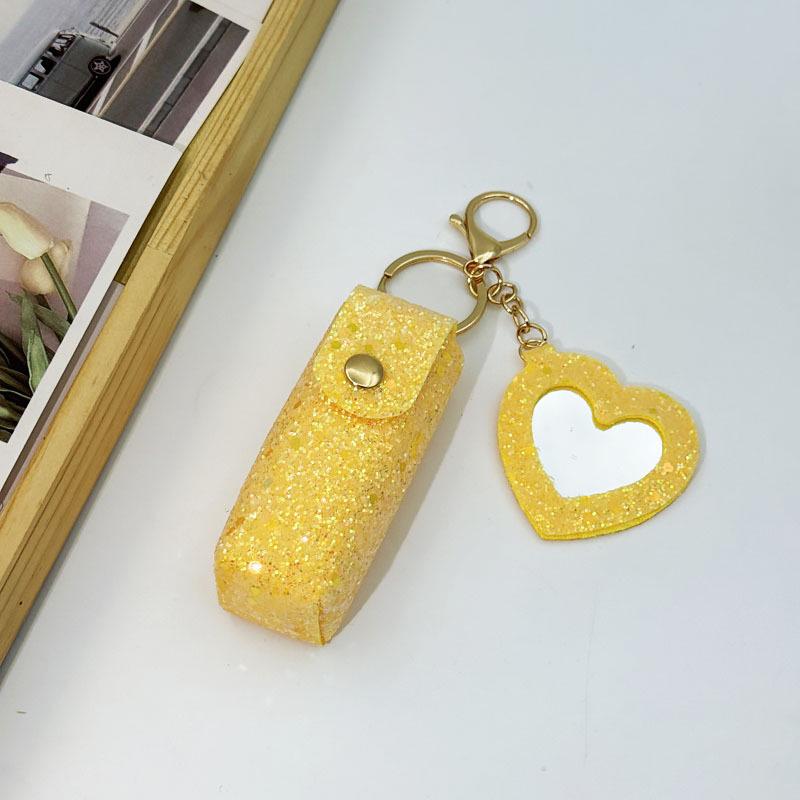 Compact Leather Lipstick Organizer Keychain: Elegant Mini Bag Pendant Accessory