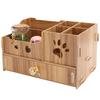 Desktop Organizer Multifunction Wooden Storage Rack Stationery Pen Holder Container