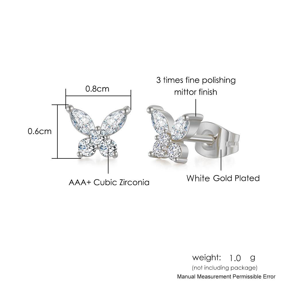 

Gold Color Butterfly Stud Earrings For Women Korean Dainty Cubic Zirconia Piercing Lobe Ear Accessories Girls Jewelry Gifts E404