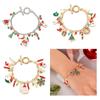Pulseira de Pingente de Rena do Papai Noel Festiva para Árvore de Natal Corrente de Pulso de Liga Joia Pulseira Presente de Feriado para Mulheres Acessório de Festa