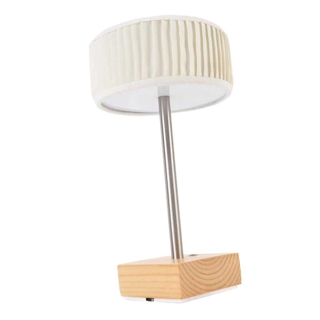 Rechargeable Desk Lamp with Fabric Shade Top Mirror Table Light Modern Touch Dimmable LED Bedside