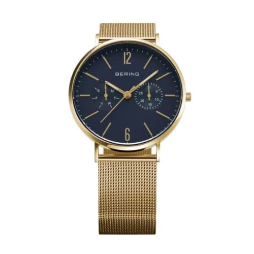 BERING (Bering) Men's & Women's (Unisex) Watch, Japan Exclusive, Navy x Brown Calf Leather & Black Stainless Steel with Two Mesh Straps, Sapphire Crys