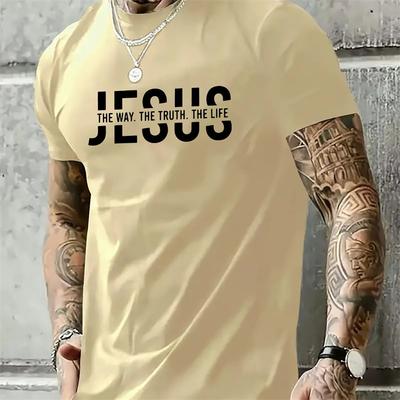 Simple Fashion Jesus Letters T Shirts For Men Summer Trendy Streetwear 3D Printed Tshirts Cool Oversized Hip Hop Tees Tops