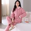Pure Cotton Padded Pajamas Women'S Winter Three-Layer Thickened Velvet Autumn And Winter Warm Loungewear Set